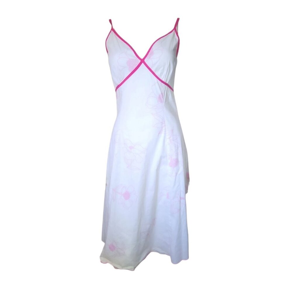 YS Fashions USA Dress Womens Size XS White Pink Floral Y2K Vintage Zip‎ Babydoll